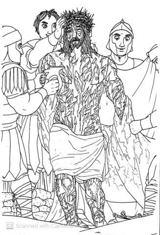 The Soldiers Remove Jesus Clothes In Order To Crucify Him Coloring Page